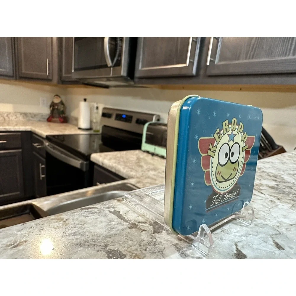 Vintage Sanrio Keroppi Case 1996 Japan Frog Metal Tin Square Green‎ Hello Kitty